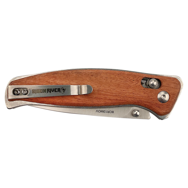 4 1/2" Wood Button Lock Folding Knife