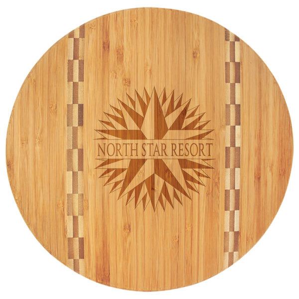 11 3/4" Round Bamboo Cutting Board with Butcher Block Inlay