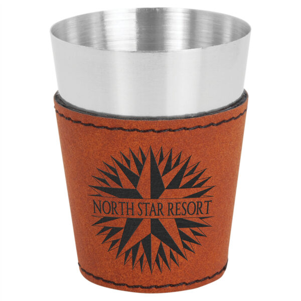 2 oz. Rawhide Laserable Leatherette & Stainless Steel Shot Glass