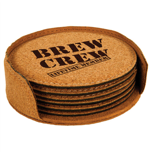 4" Round Cork 6-Coaster Set